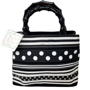 NEW! Mercer & Madison Handbags Satchel Black White Hardshell Handle
